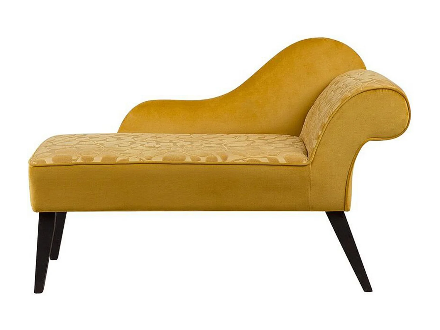 Chaise longue fluweel geel rechtszijdig BIARRITZ