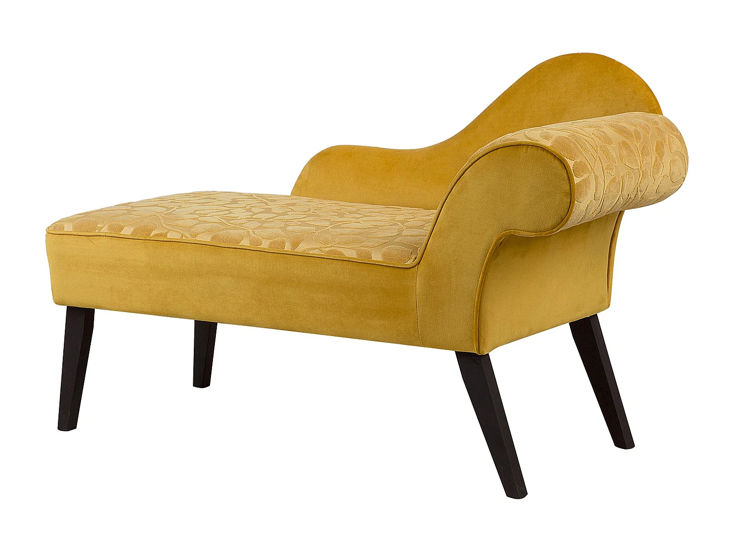 Chaise longue fluweel geel rechtszijdig BIARRITZ