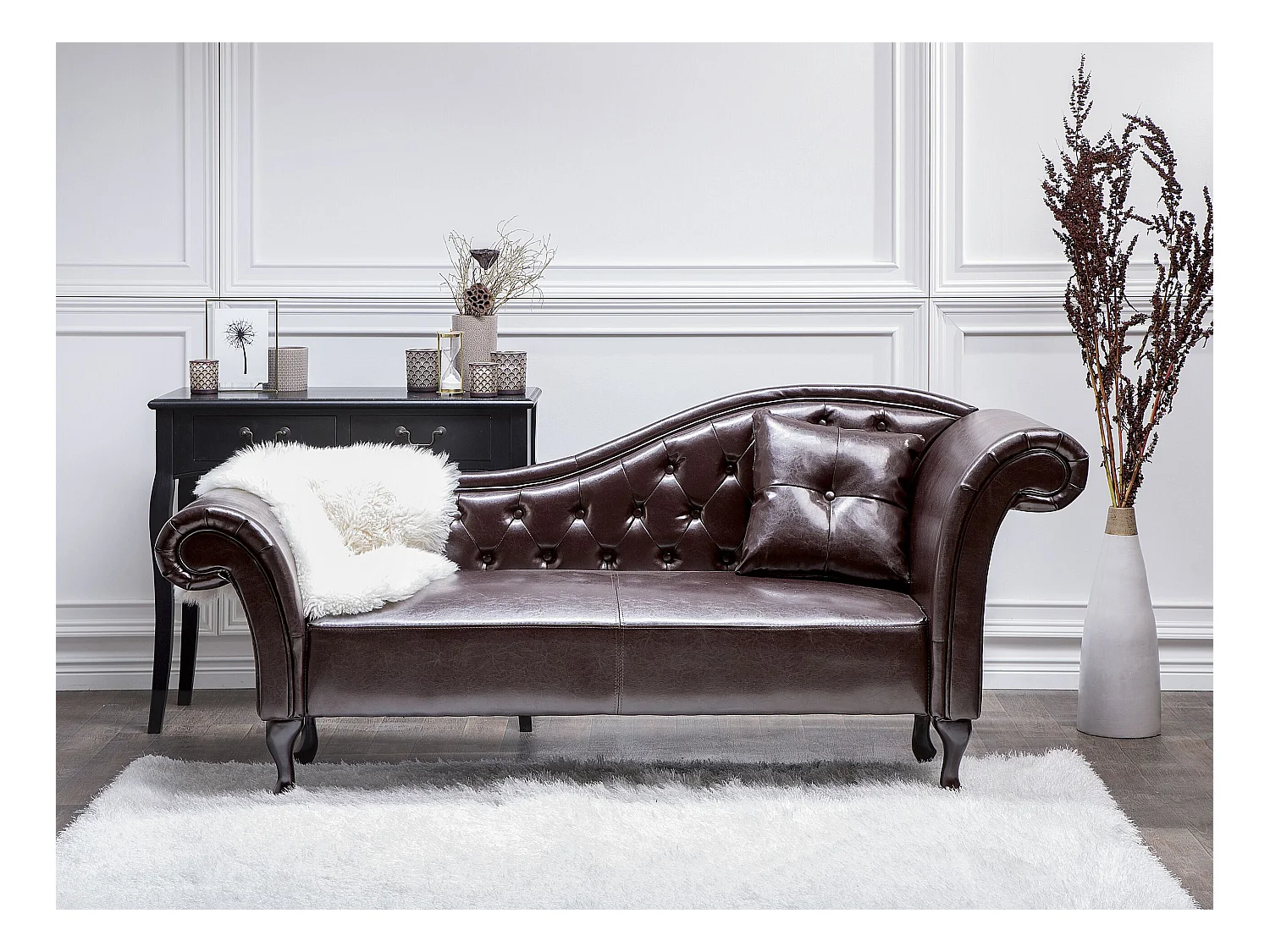 Méridienne Chesterfield marron côté droit LATTES