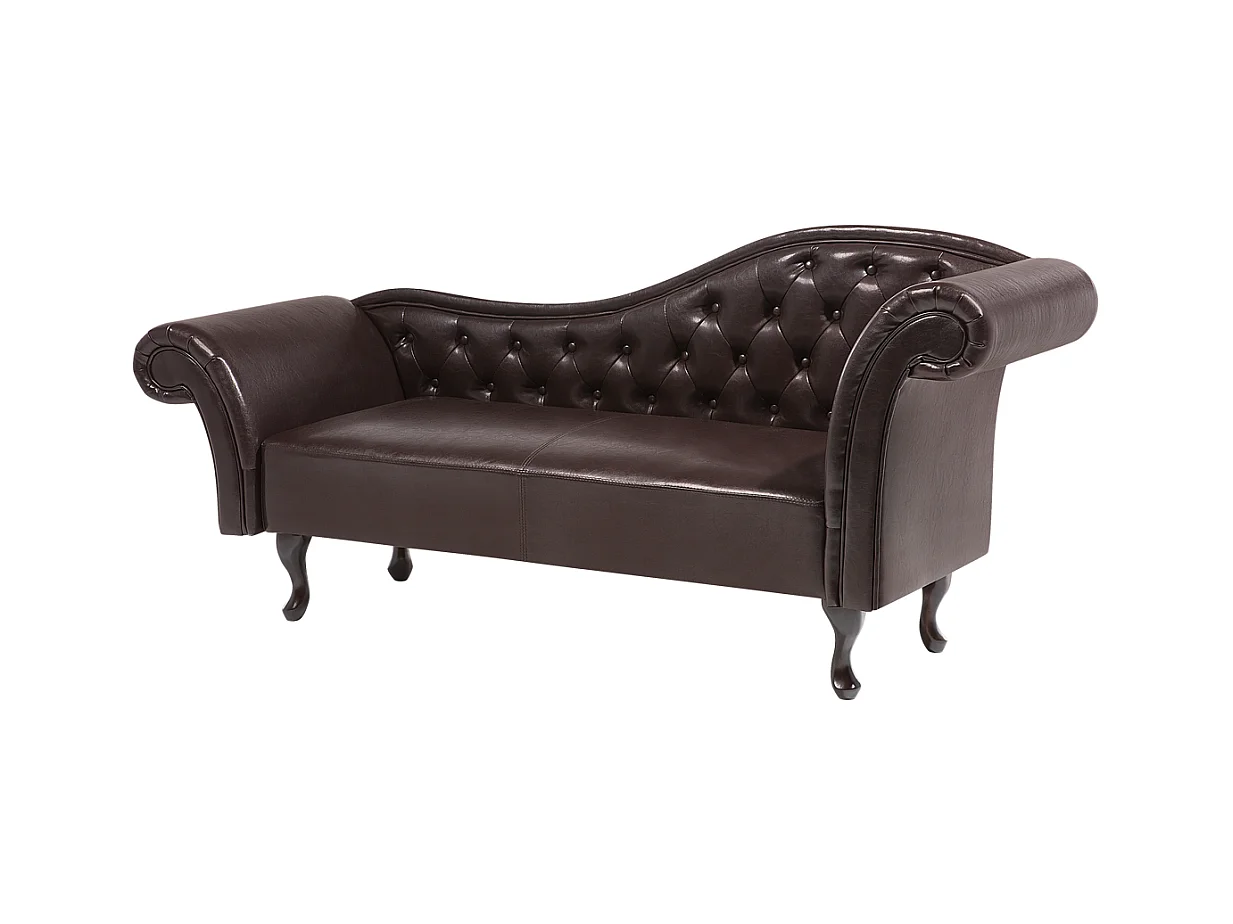 Méridienne Chesterfield marron côté droit LATTES