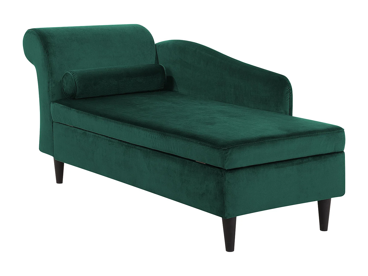 Chaise longue côté gauche LUIRO Velours Vert émeraude avec rangement