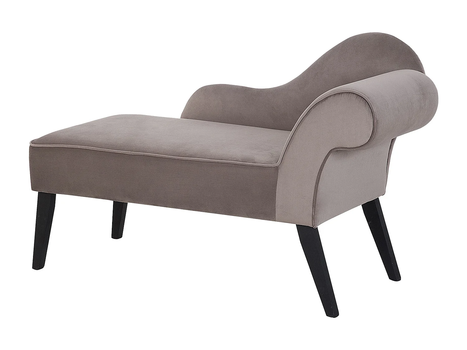Mini chaise longue en velours taupe côté droit BIARRITZ