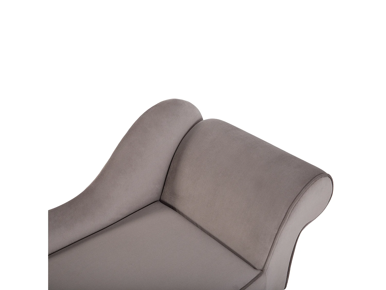 Mini chaise longue en velours taupe côté droit BIARRITZ