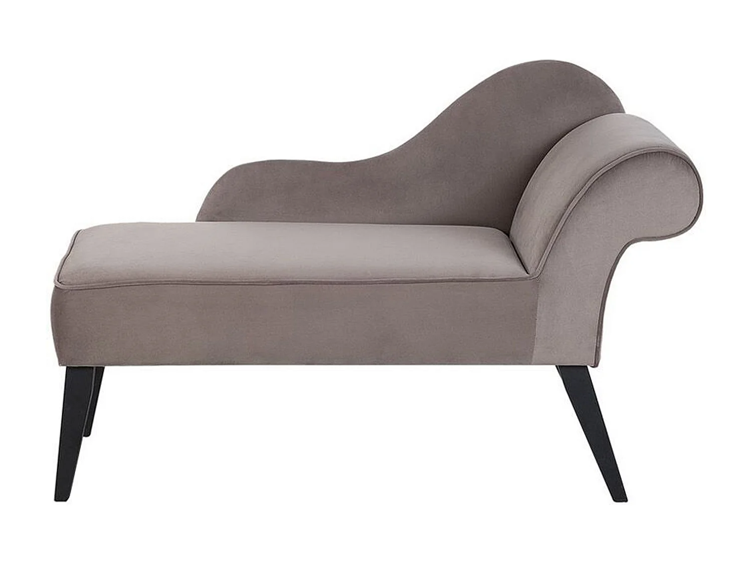 Mini chaise longue en velours taupe côté droit BIARRITZ
