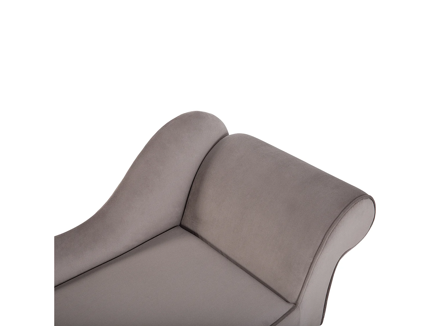 Mini chaise longue en velours taupe côté droit BIARRITZ