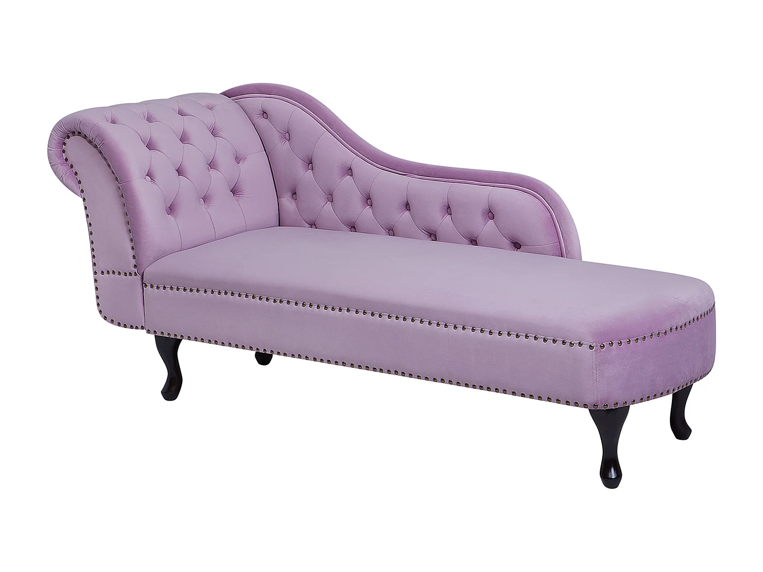 Chaise longue à esquerda NIMES Veludo Violeta claro