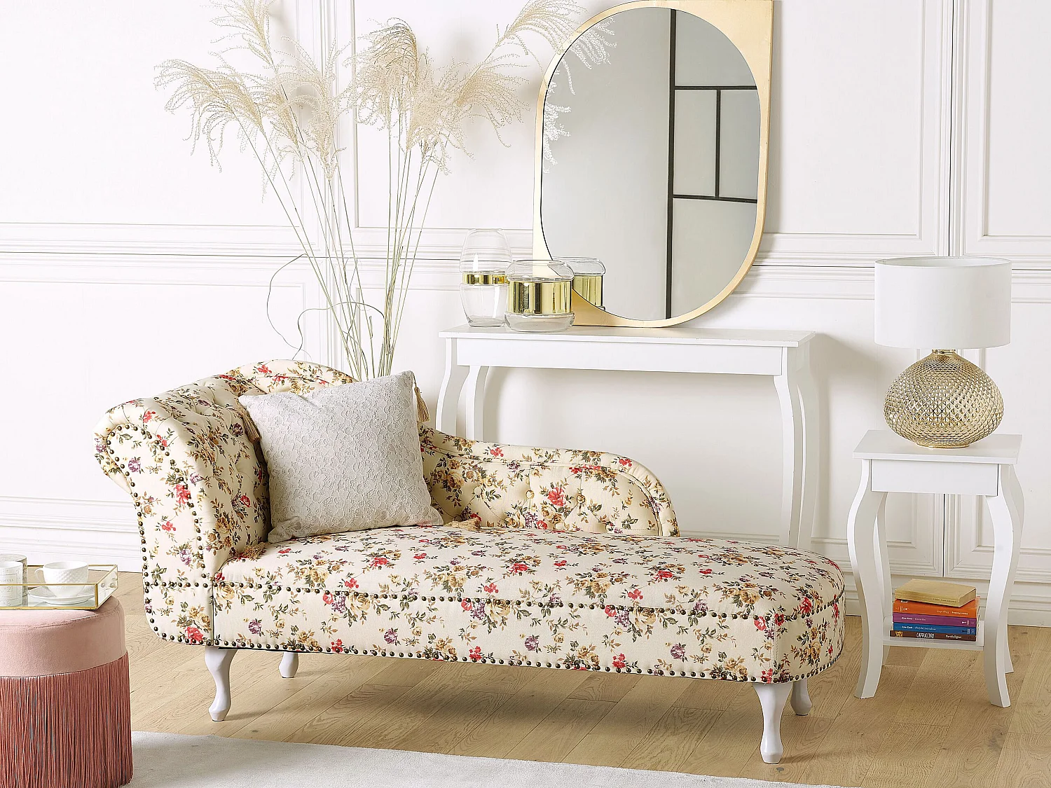 Chaise longue côté droite NIMES Tissu Beige