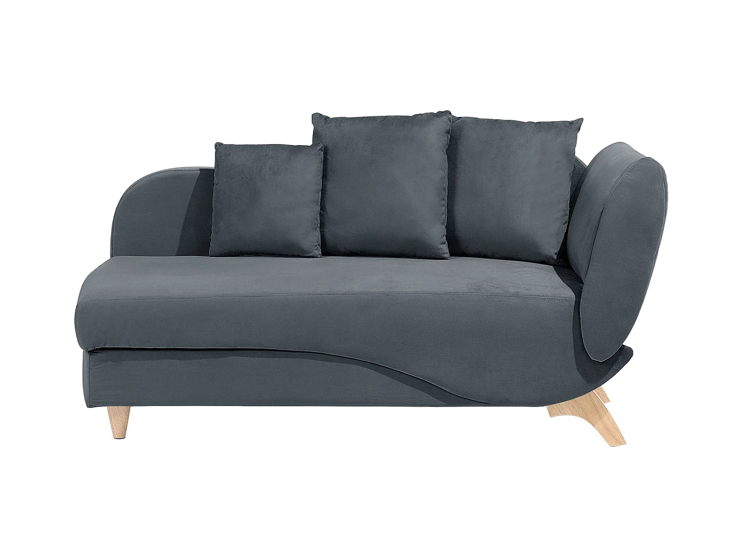 Chaise longue fluweel donkergrijs rechtszijdig MERI