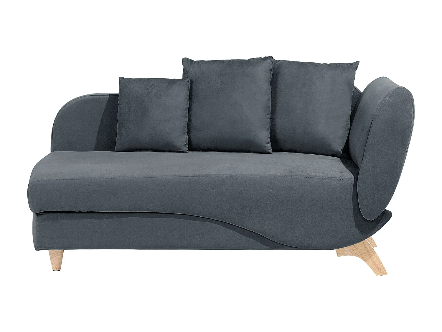 Chaise longue fluweel donkergrijs rechtszijdig MERI