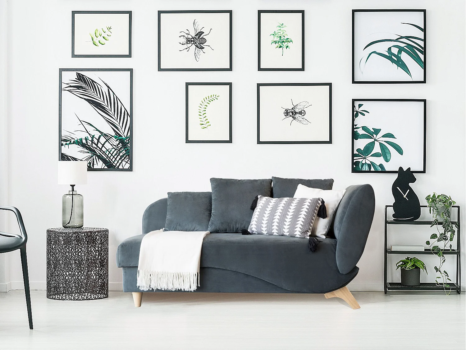 Chaise longue fluweel donkergrijs rechtszijdig MERI