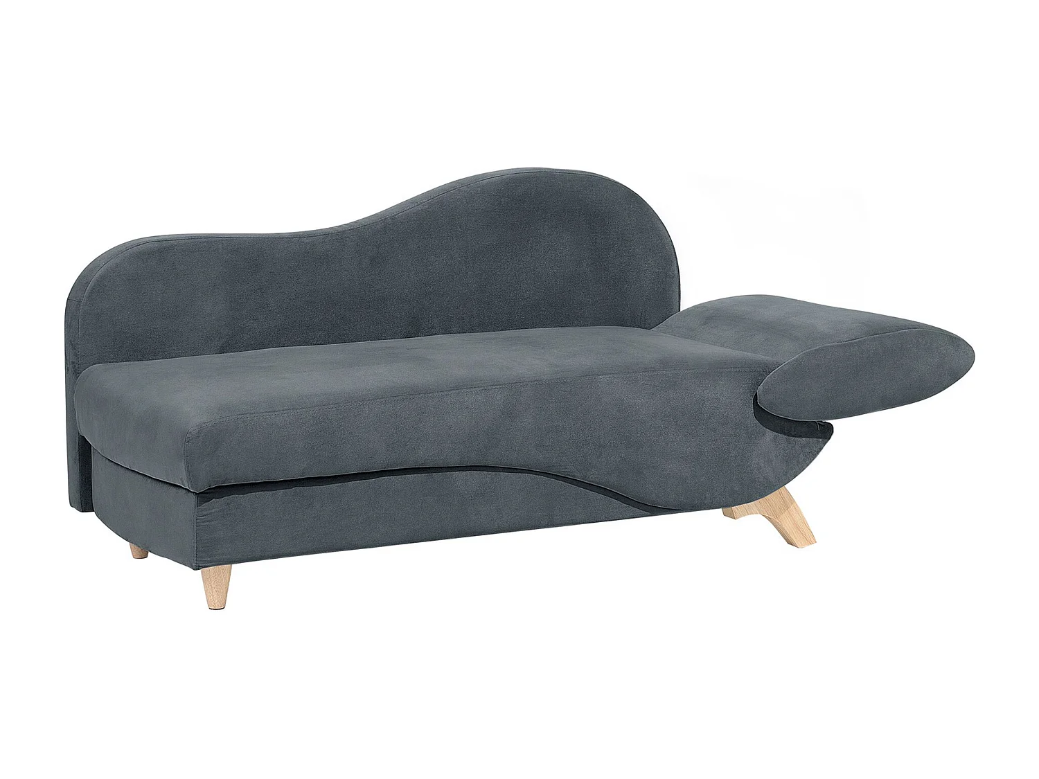 Chaise longue fluweel donkergrijs rechtszijdig MERI