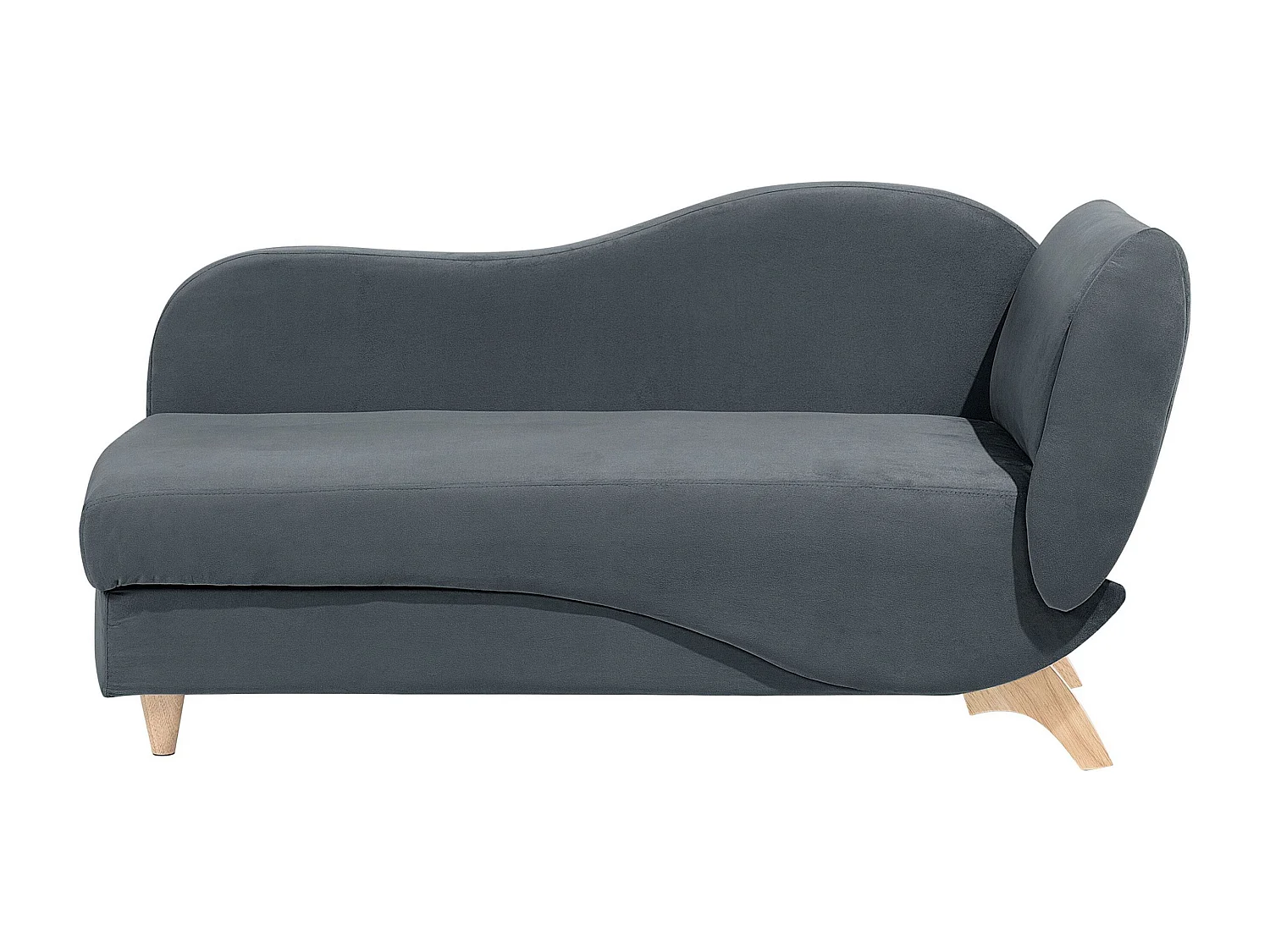 Chaise longue côté droit en velours gris foncé MERI