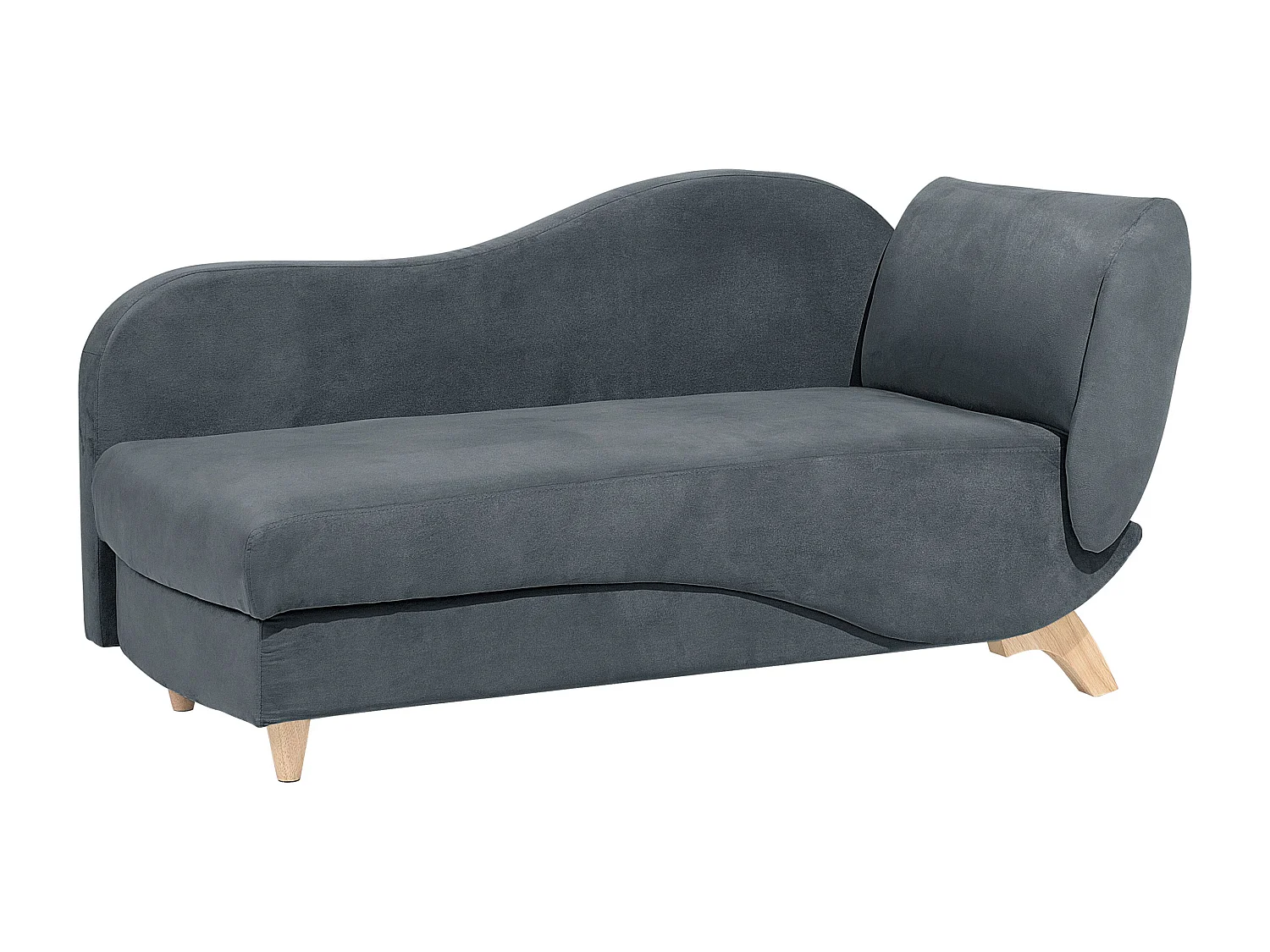 Chaise longue côté droit en velours gris foncé MERI