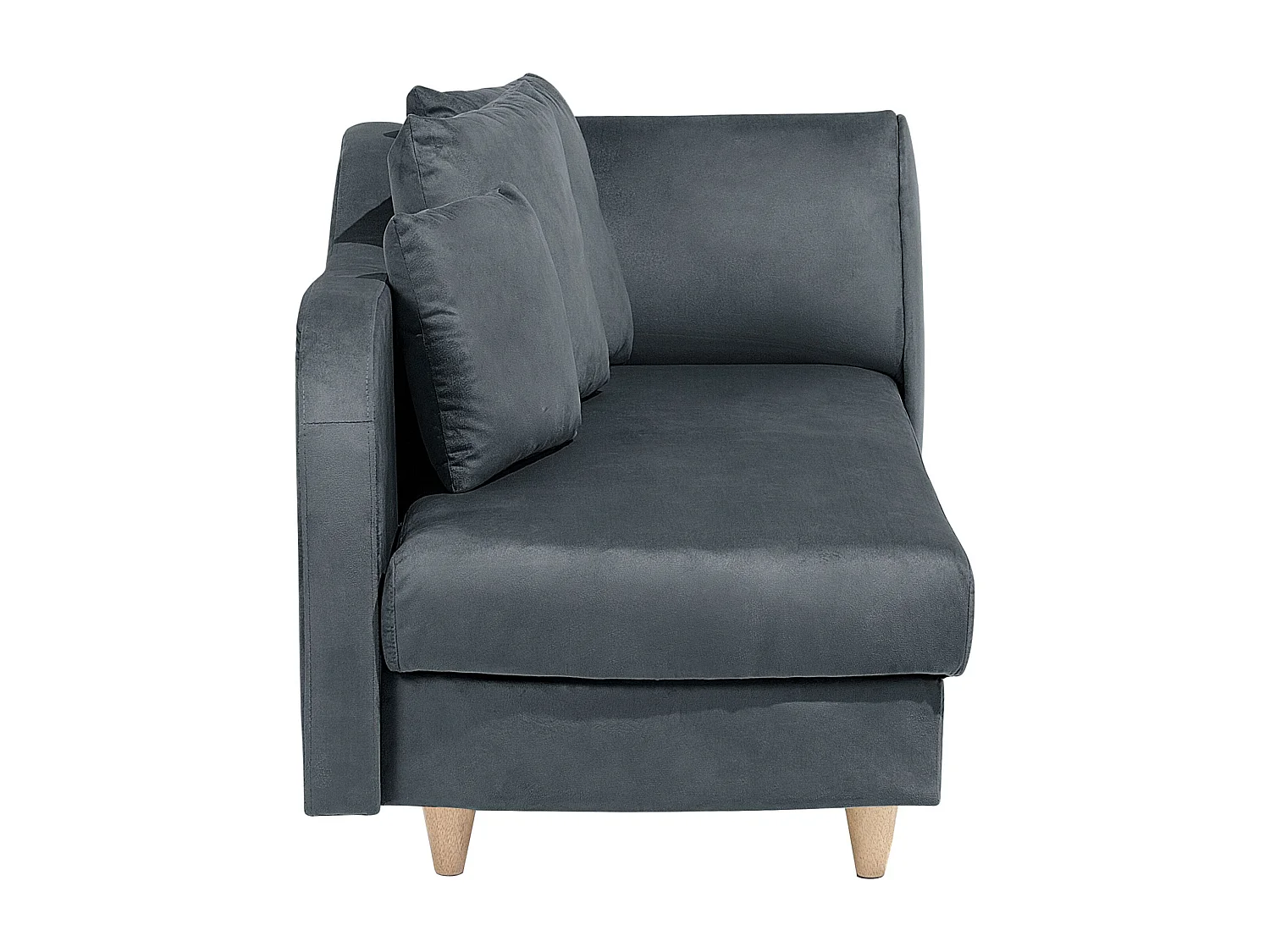 Chaise longue côté droit en velours gris foncé MERI