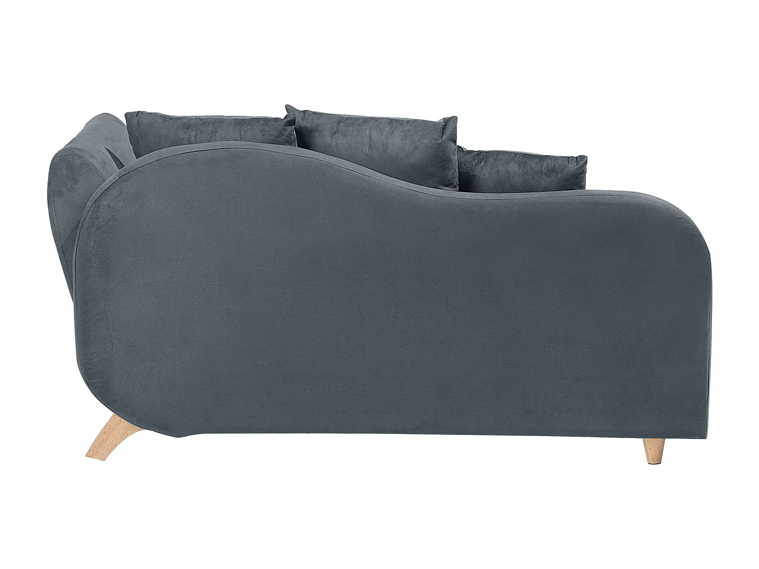 Chaise longue côté droit en velours gris foncé MERI