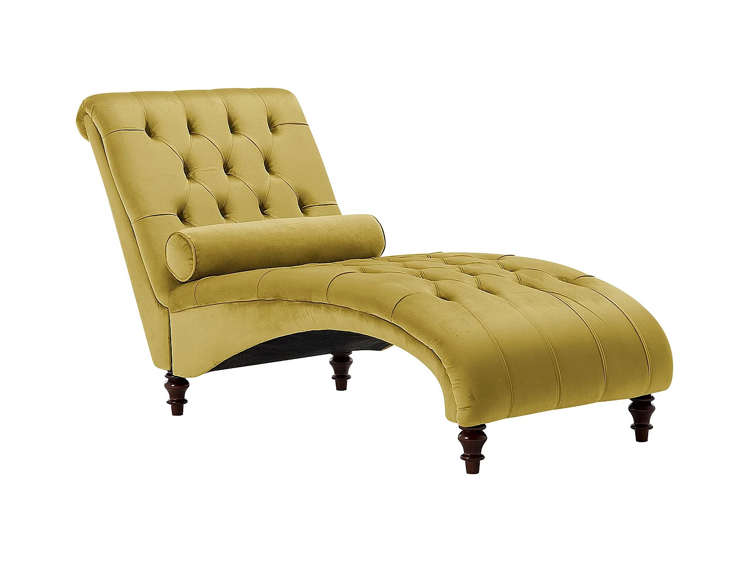 Moderne Chaiselongue in Senfgelb Samtstoff Muret