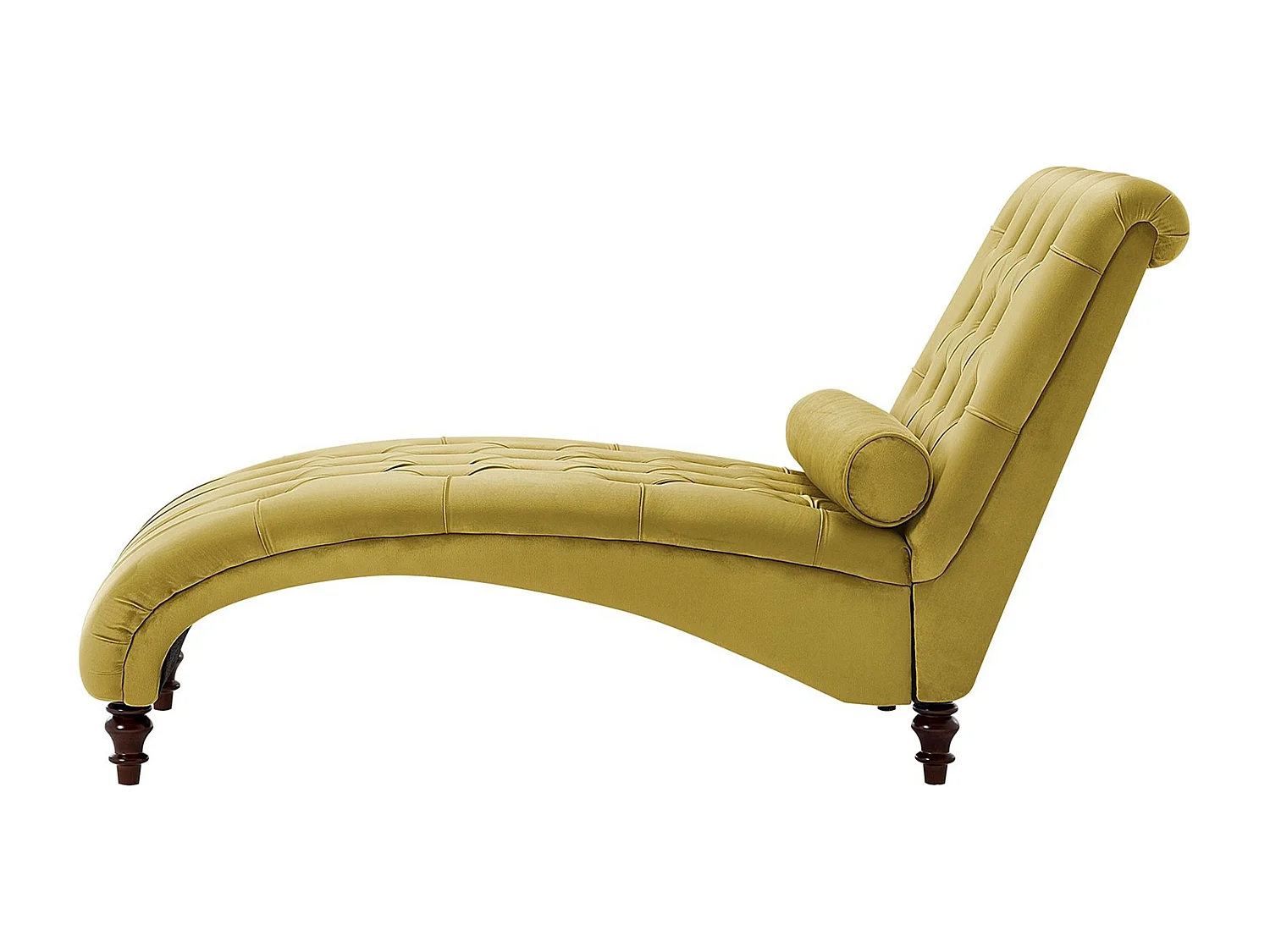 Chaise longue MURET Fluweel Mosterdgeel