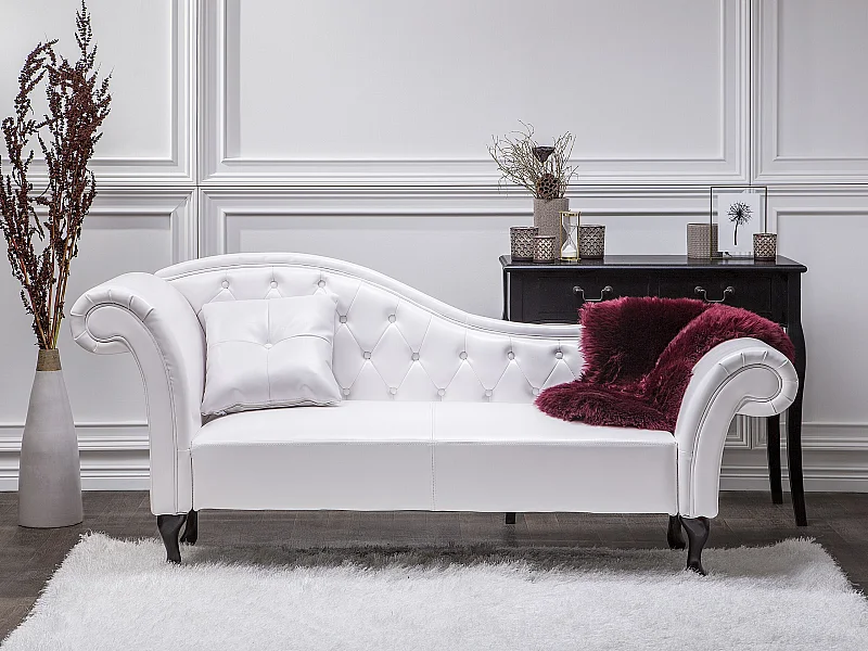 Chaise longue côté droite LATTES Cuir PU Blanc
