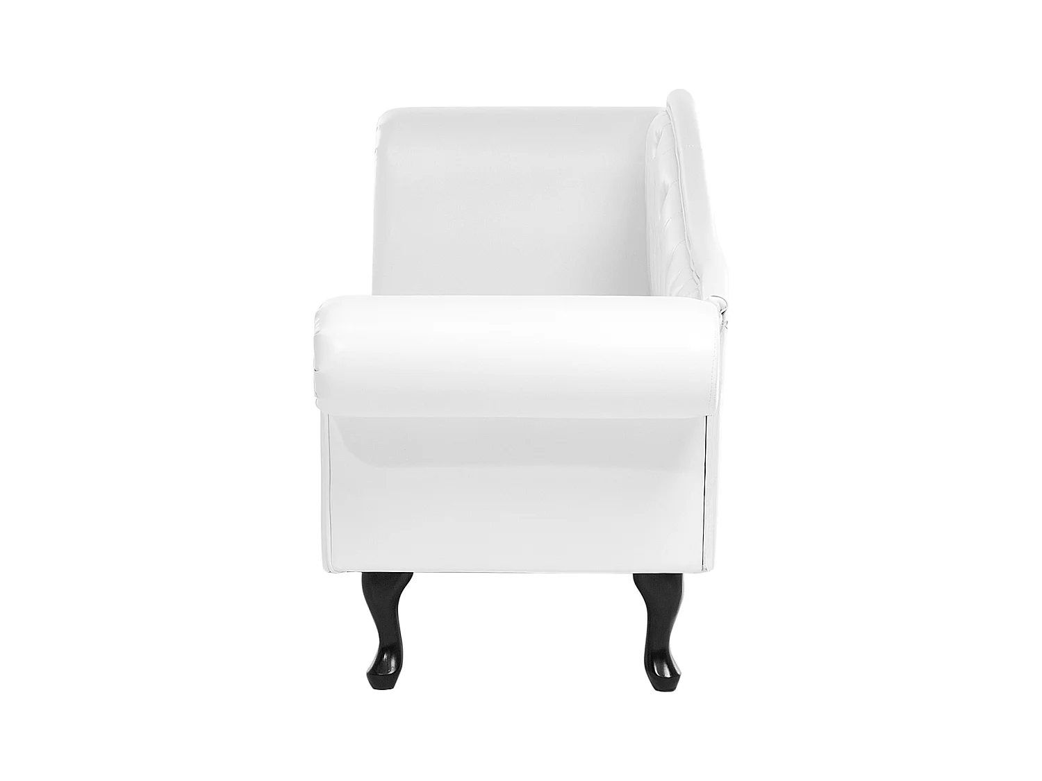Chaiselongue im Chesterfield Style linksseitig Kunstleder weiß Lattes