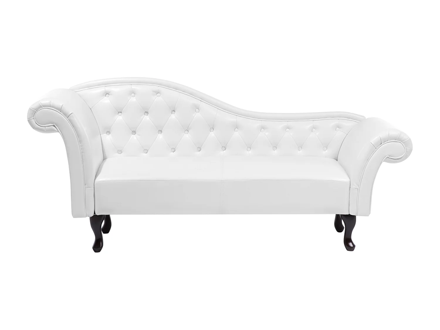 Chaiselongue im Chesterfield Style linksseitig Kunstleder weiß Lattes
