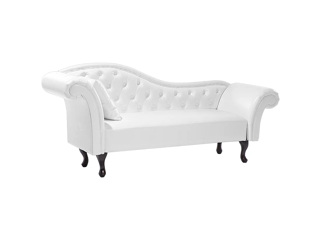 Chaise longue à esquerda LATTES Pele sintética Branco