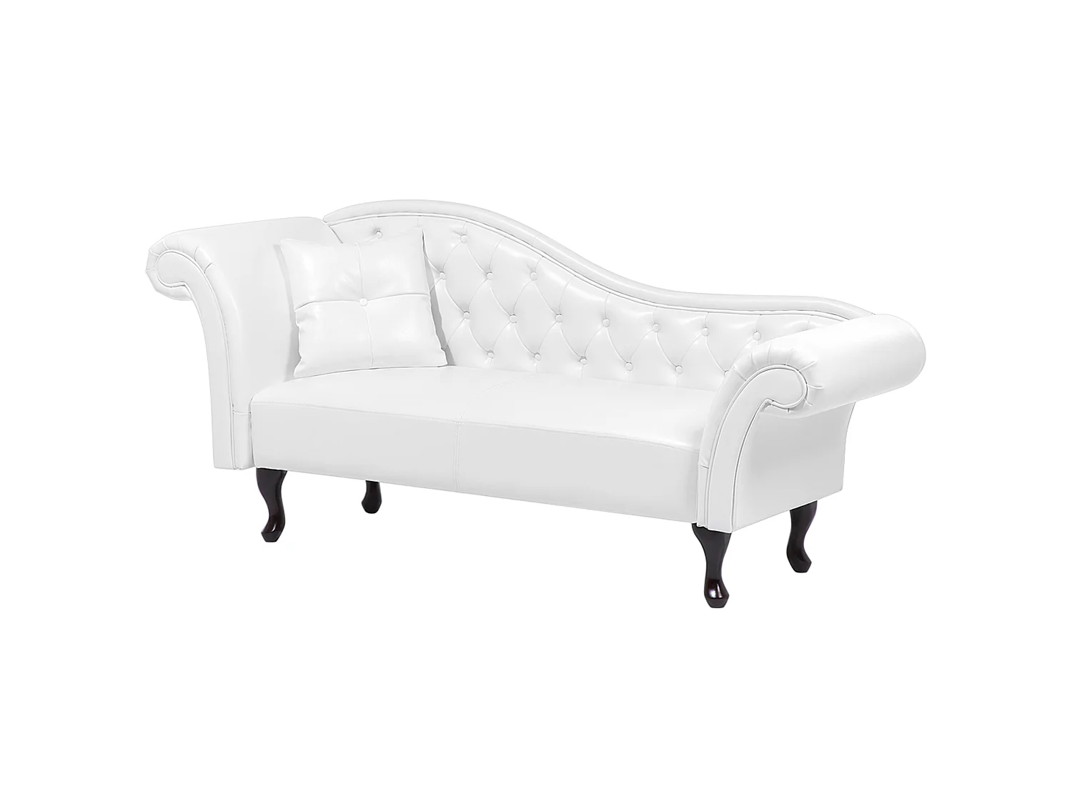 Chaise longue à esquerda LATTES Pele sintética Branco