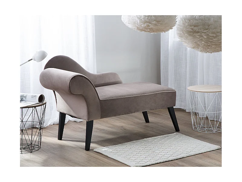 Chaise longue côté droite BIARRITZ Velours Taupe