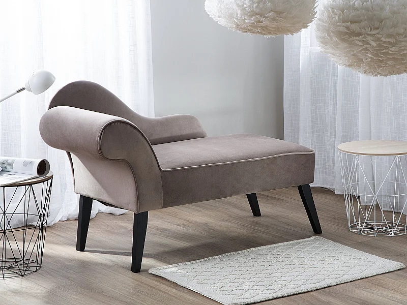 Chaise longue côté droite BIARRITZ Velours Taupe