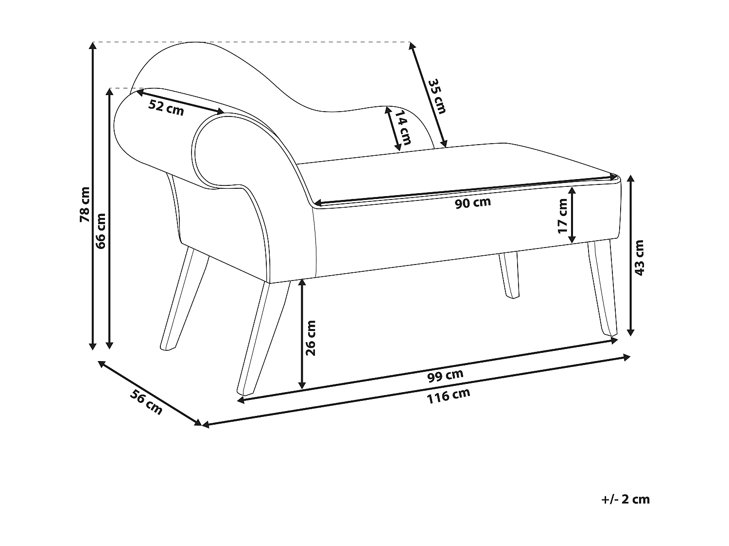 Linkszijdige chaise longue BIARRITZ Fluweel Donkergroen