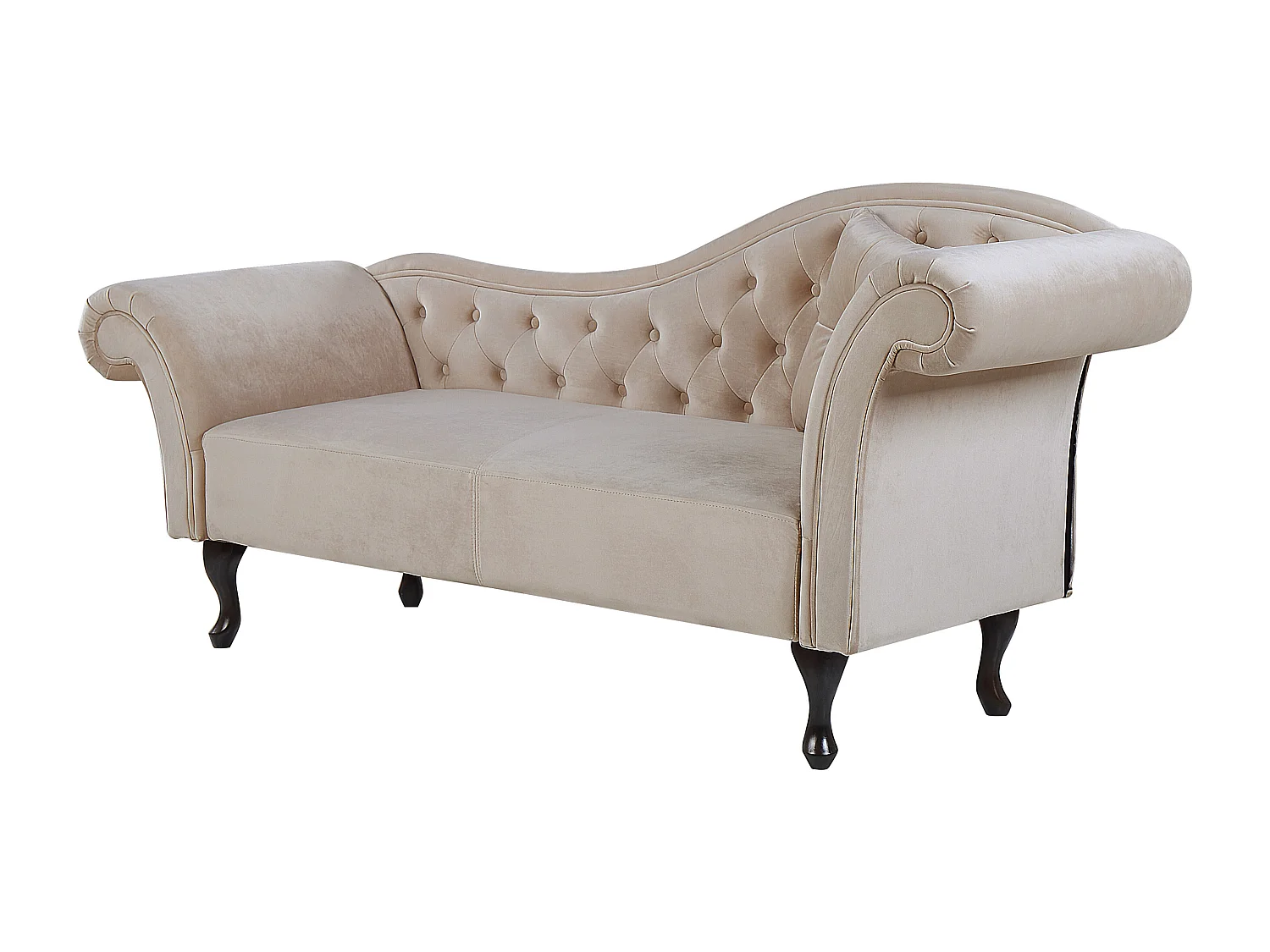 Rechtszijdige chaise longue LATTES Fluweel Beige