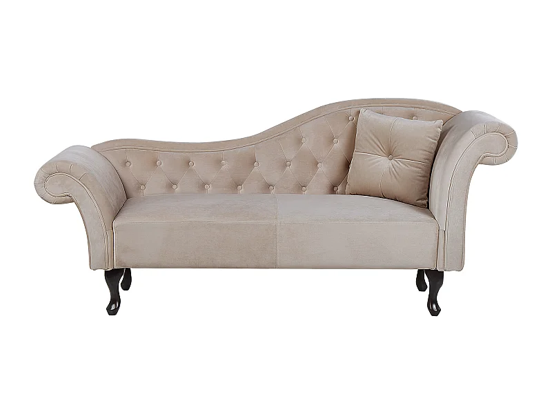 Chaise longue côté droit LATTES Velours Beige