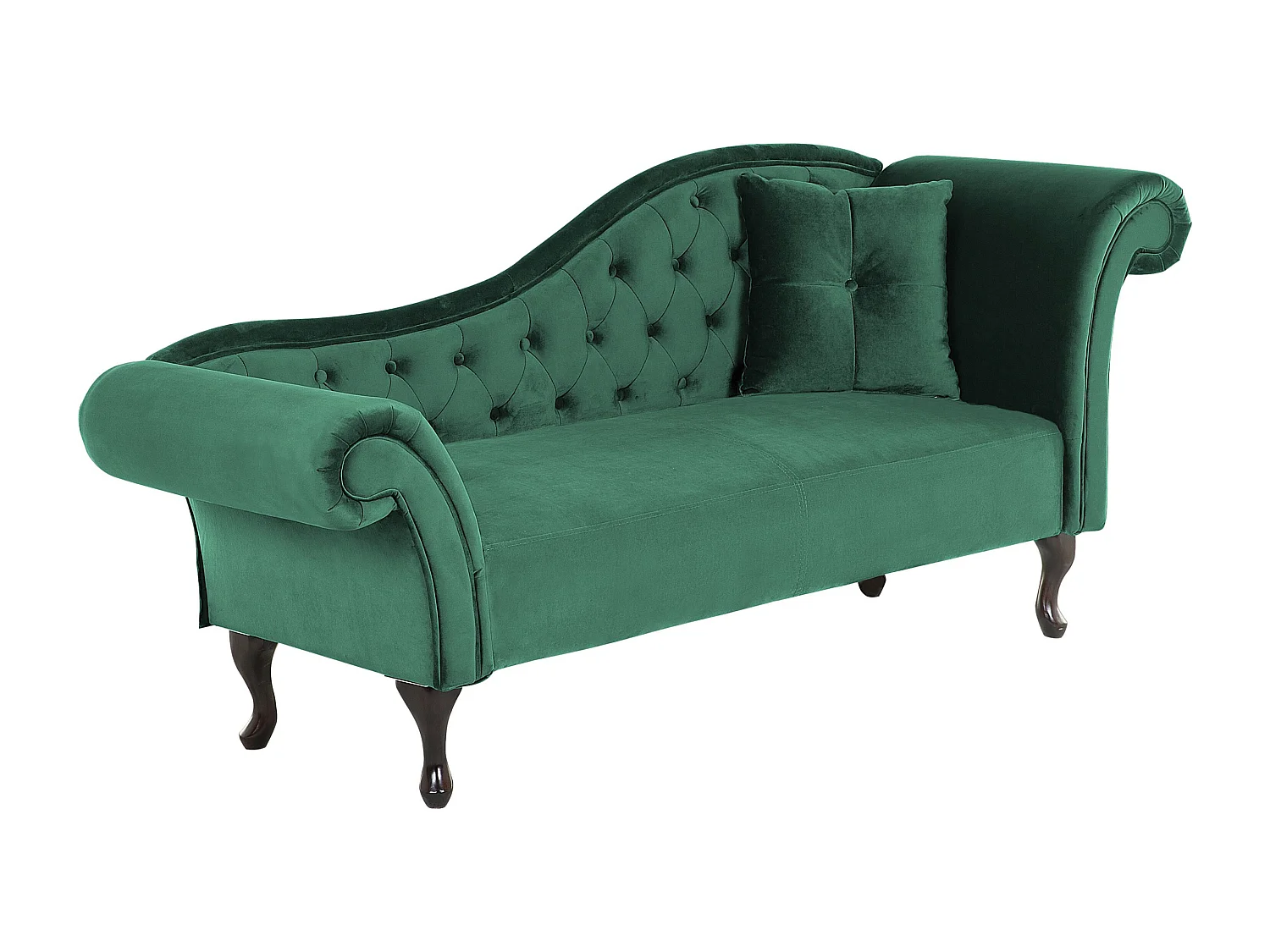 Chaise longue côté droit LATTES Velours Vert foncé