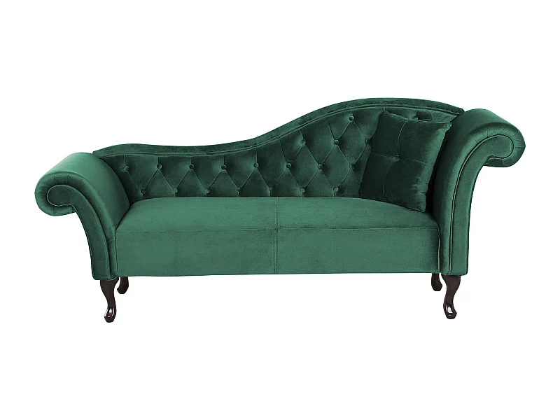 Chaise longue côté droit LATTES Velours Vert foncé