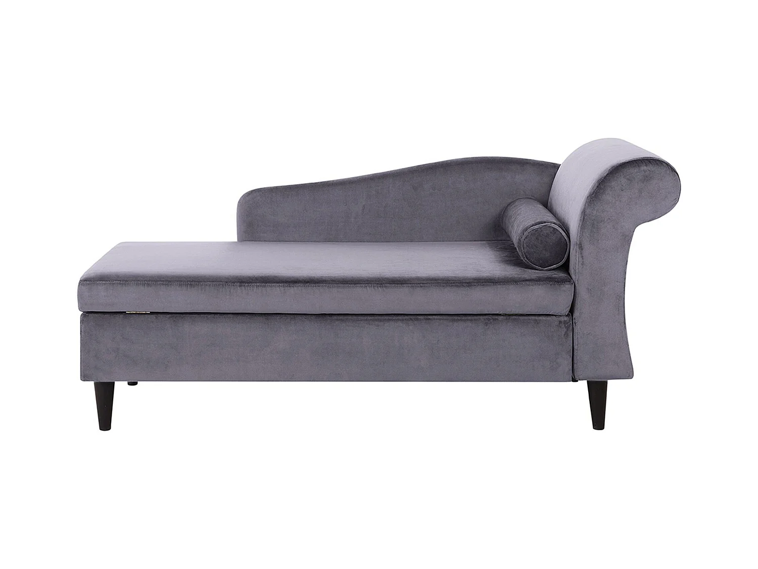 Chaise longue côté droit LUIRO Velours Gris foncé avec rangement