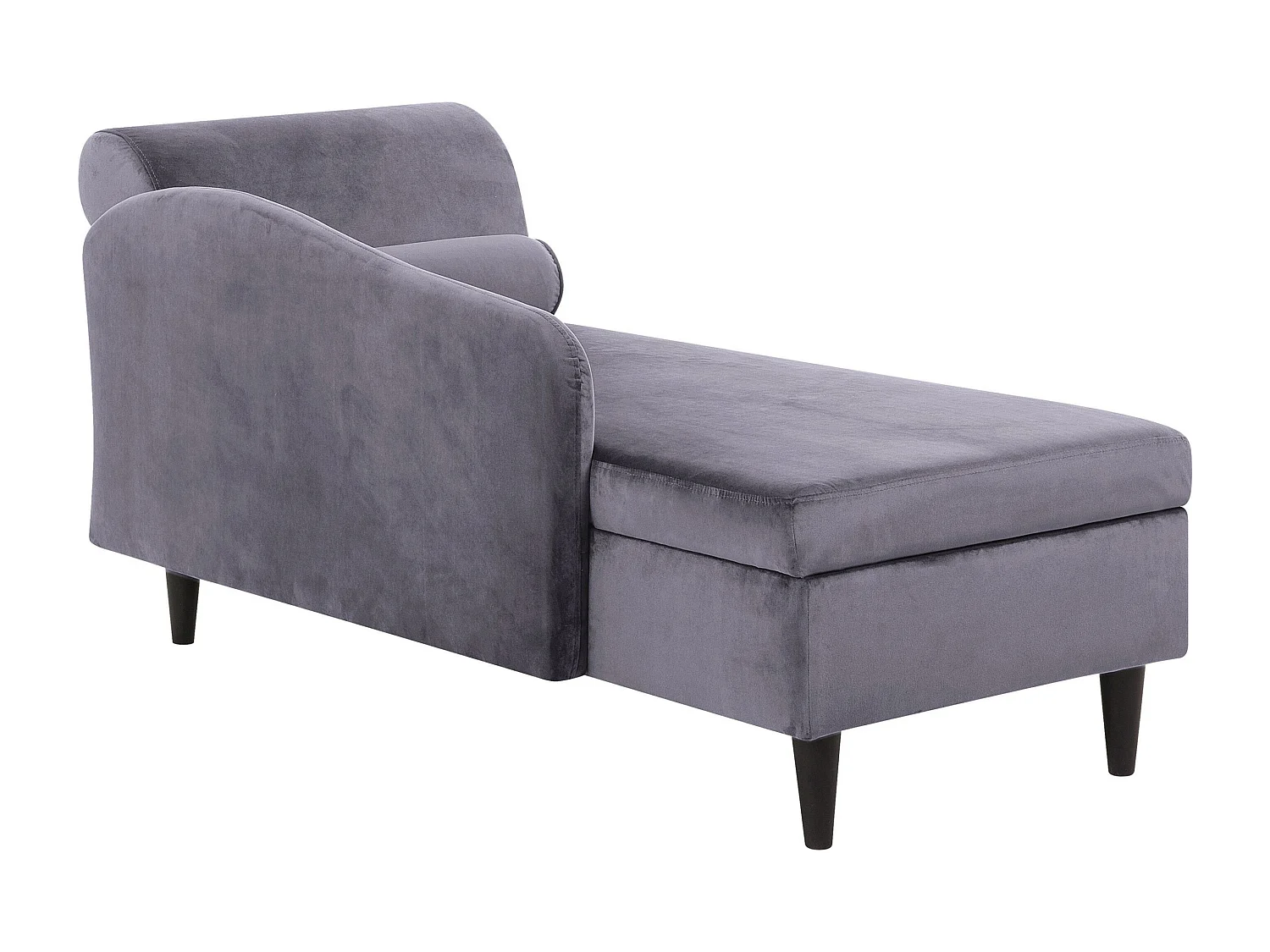 Chaise longue côté droit LUIRO Velours Gris foncé avec rangement
