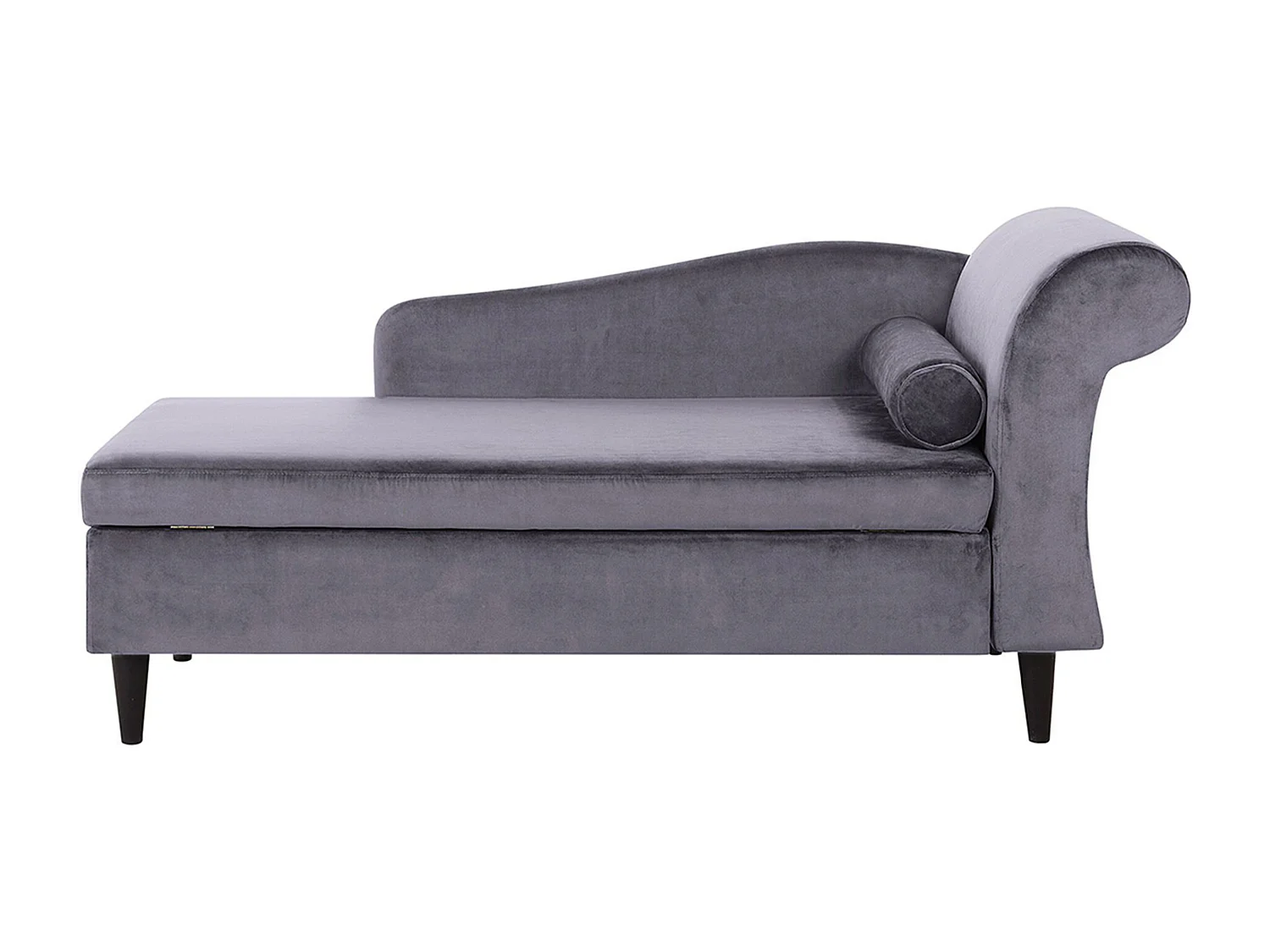 Chaise longue côté droit LUIRO Velours Gris foncé avec rangement