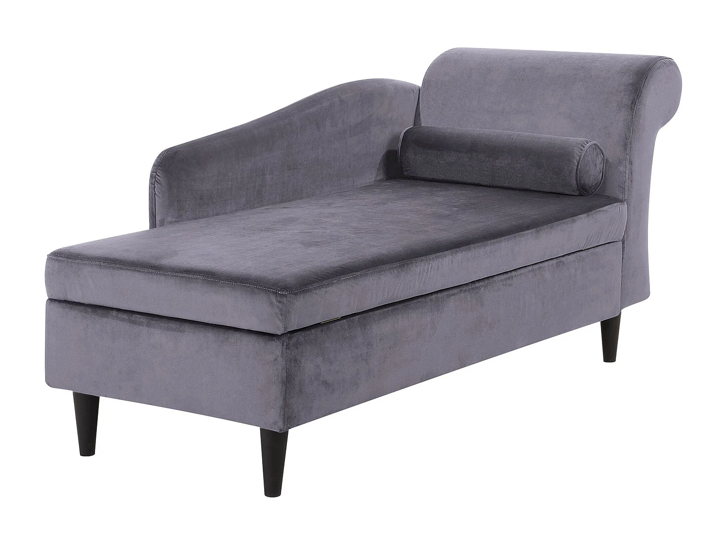 Chaise longue côté droit LUIRO Velours Gris foncé avec rangement