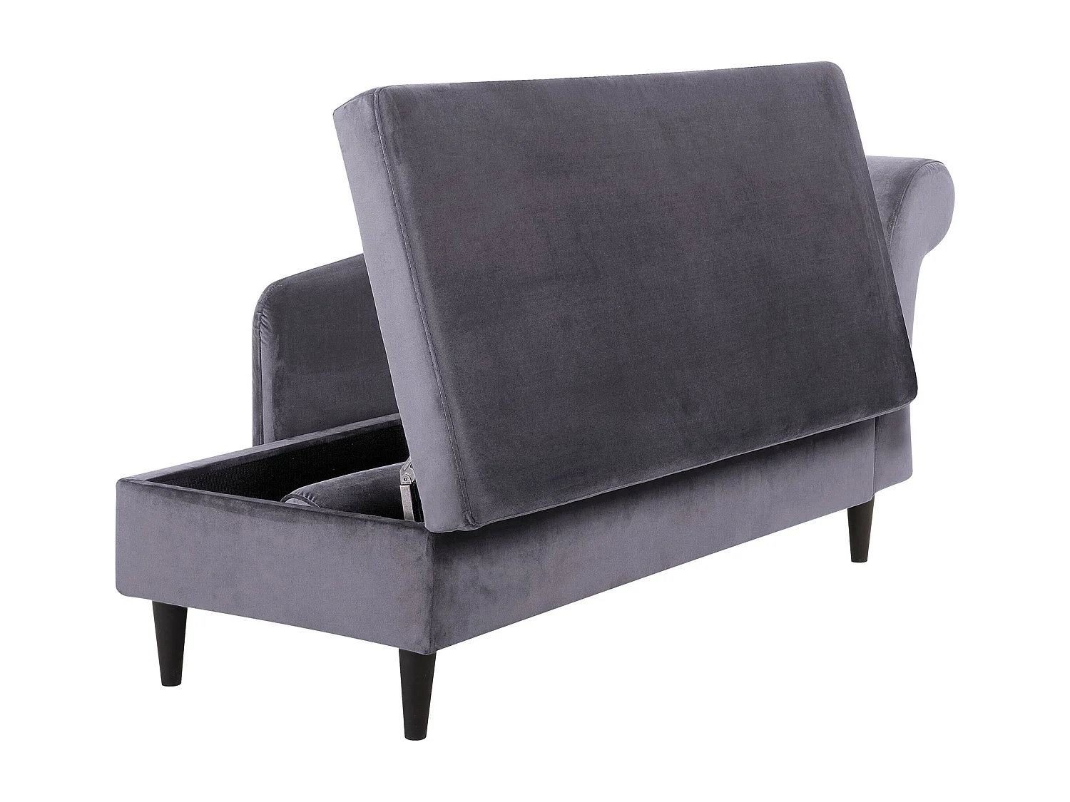 Chaise longue côté droit LUIRO Velours Gris foncé avec rangement
