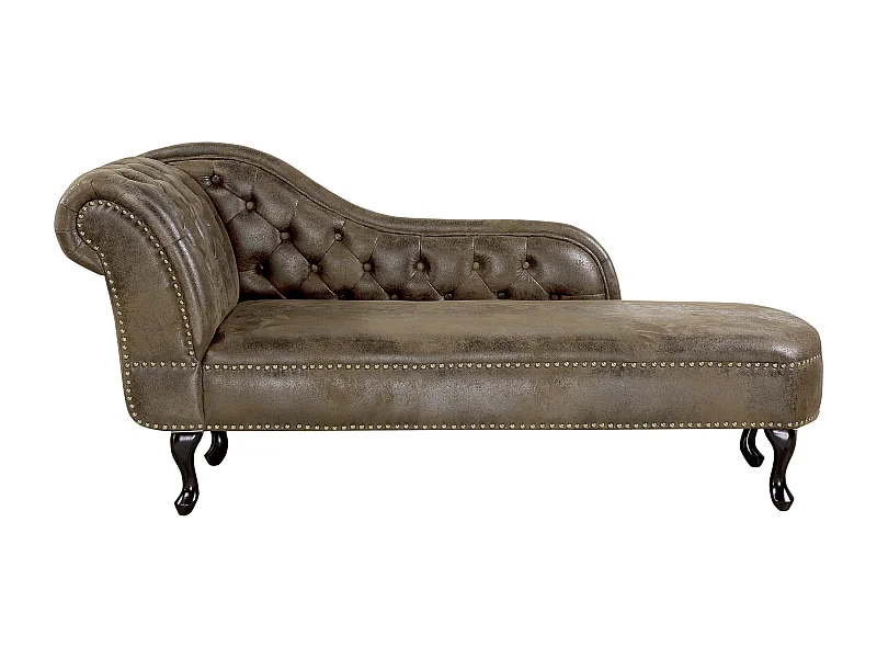Chaise longue côté droite NIMES Daim synthétique Marron foncé