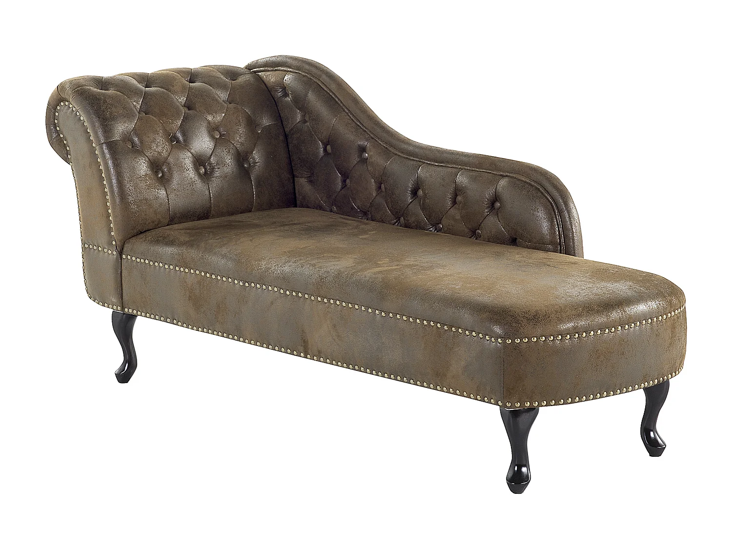 Linkszijdige chaise longue NIMES Kunstsuède Donkerbruin