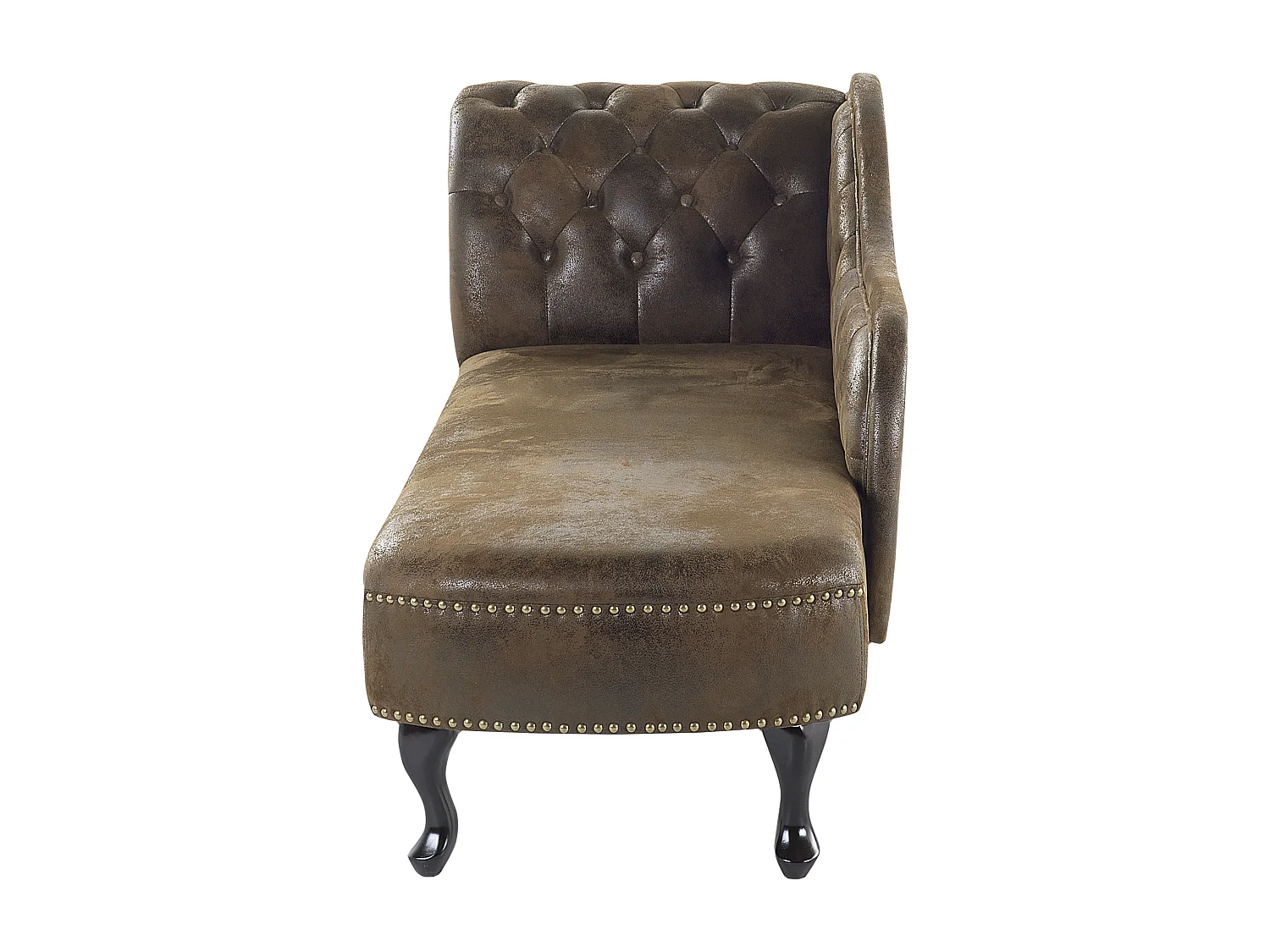 Linkszijdige chaise longue NIMES Kunstsuède Donkerbruin