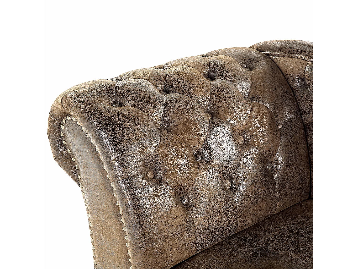 Linksseitige Chaiselounge NIMES Kunstwildleder Dunkelbraun