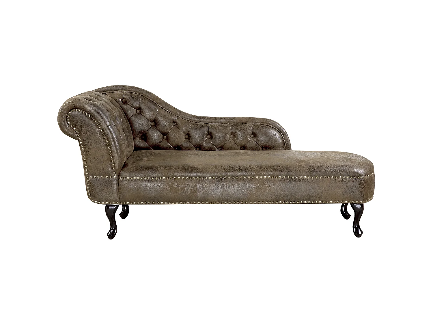 Left-Hand Chaise Longue NIMES Faux Suede Dark Brown