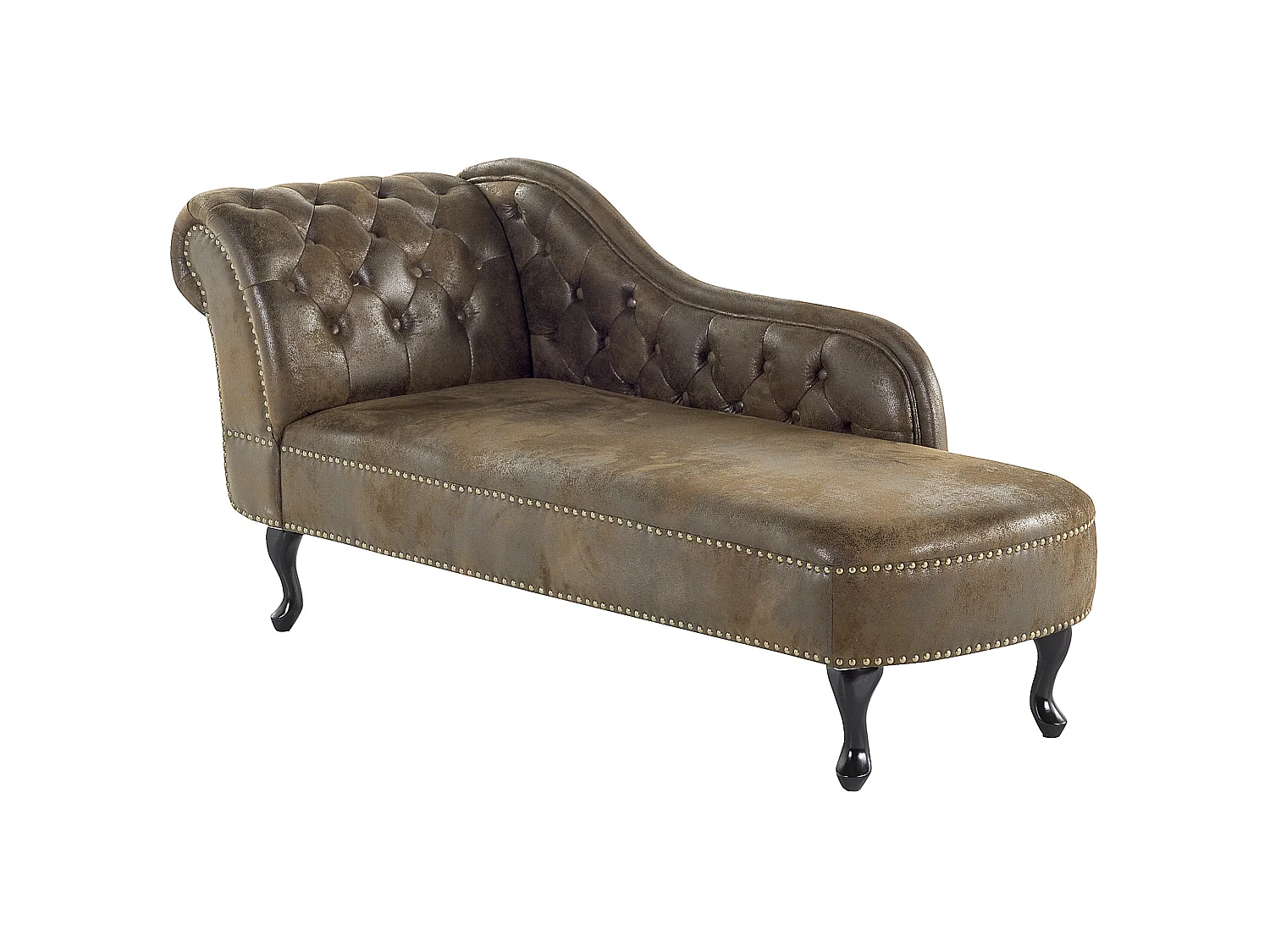 Left-Hand Chaise Longue NIMES Faux Suede Dark Brown