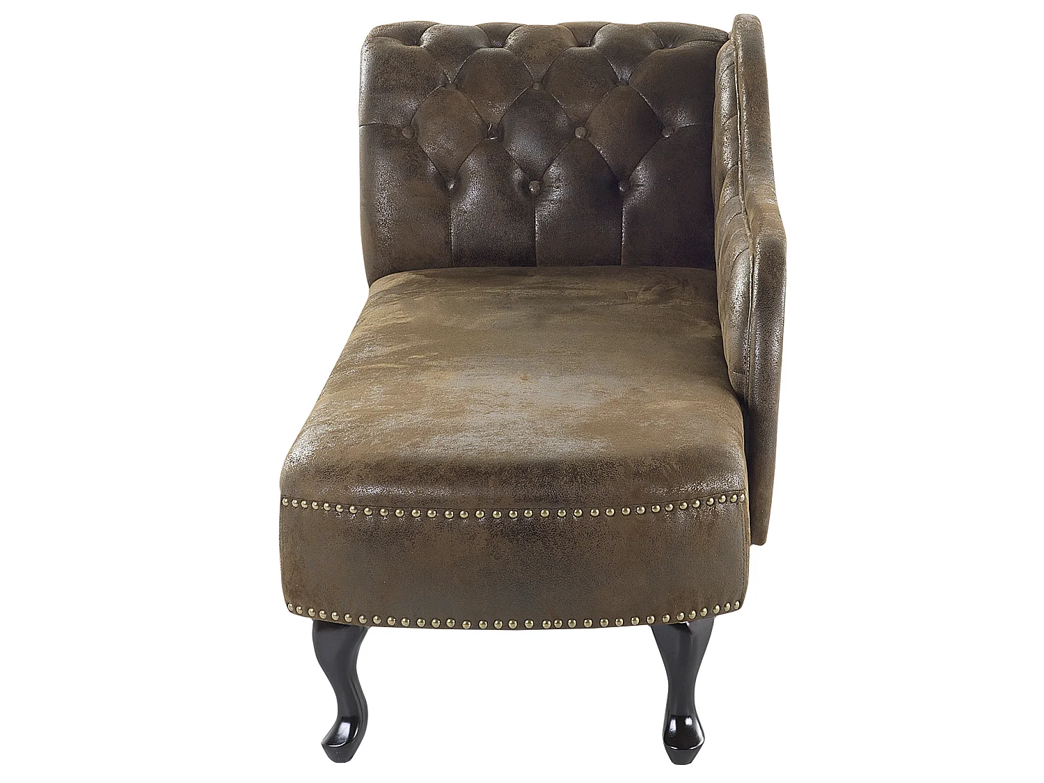 Left-Hand Chaise Longue NIMES Faux Suede Dark Brown