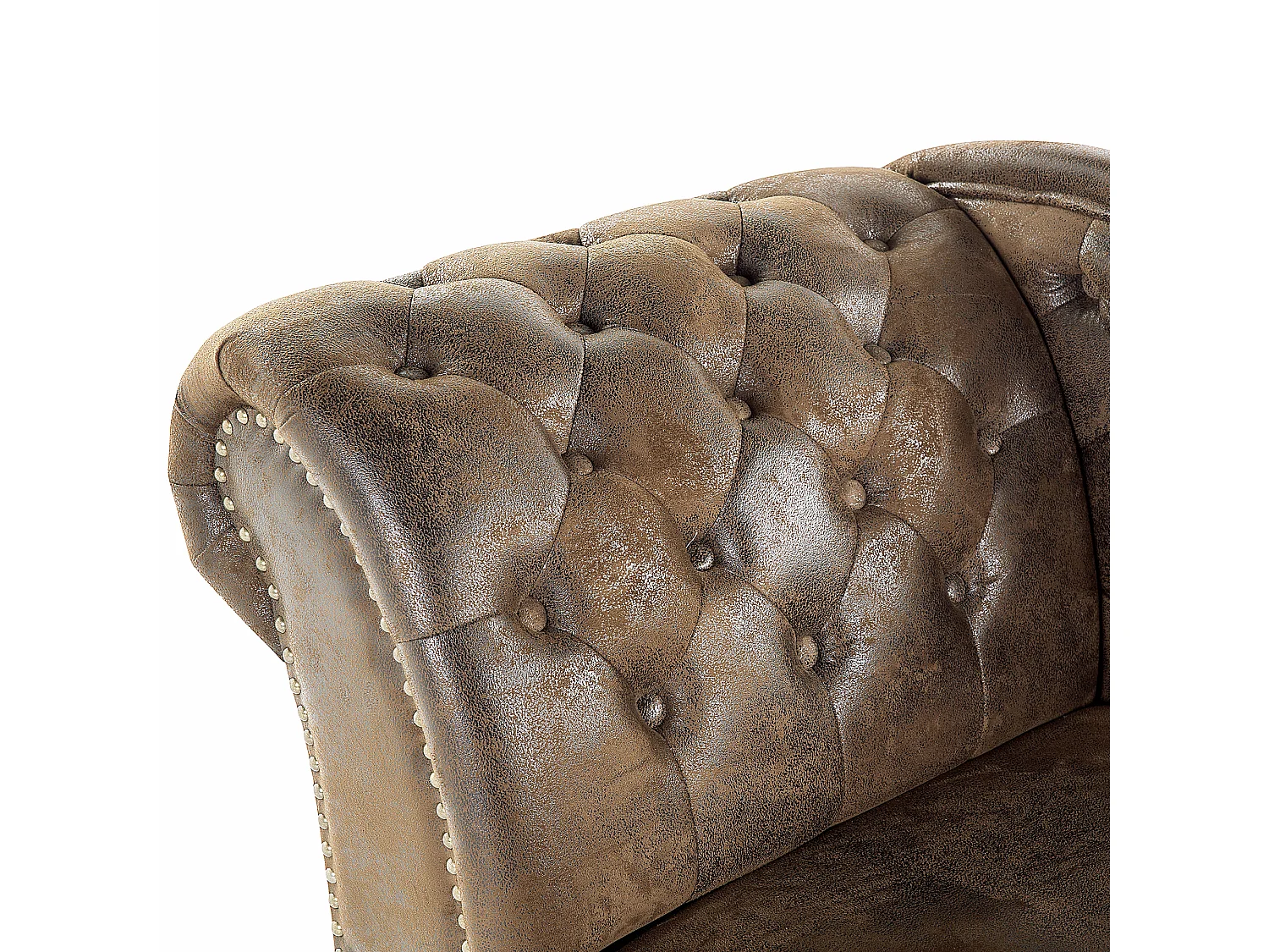 Left-Hand Chaise Longue NIMES Faux Suede Dark Brown