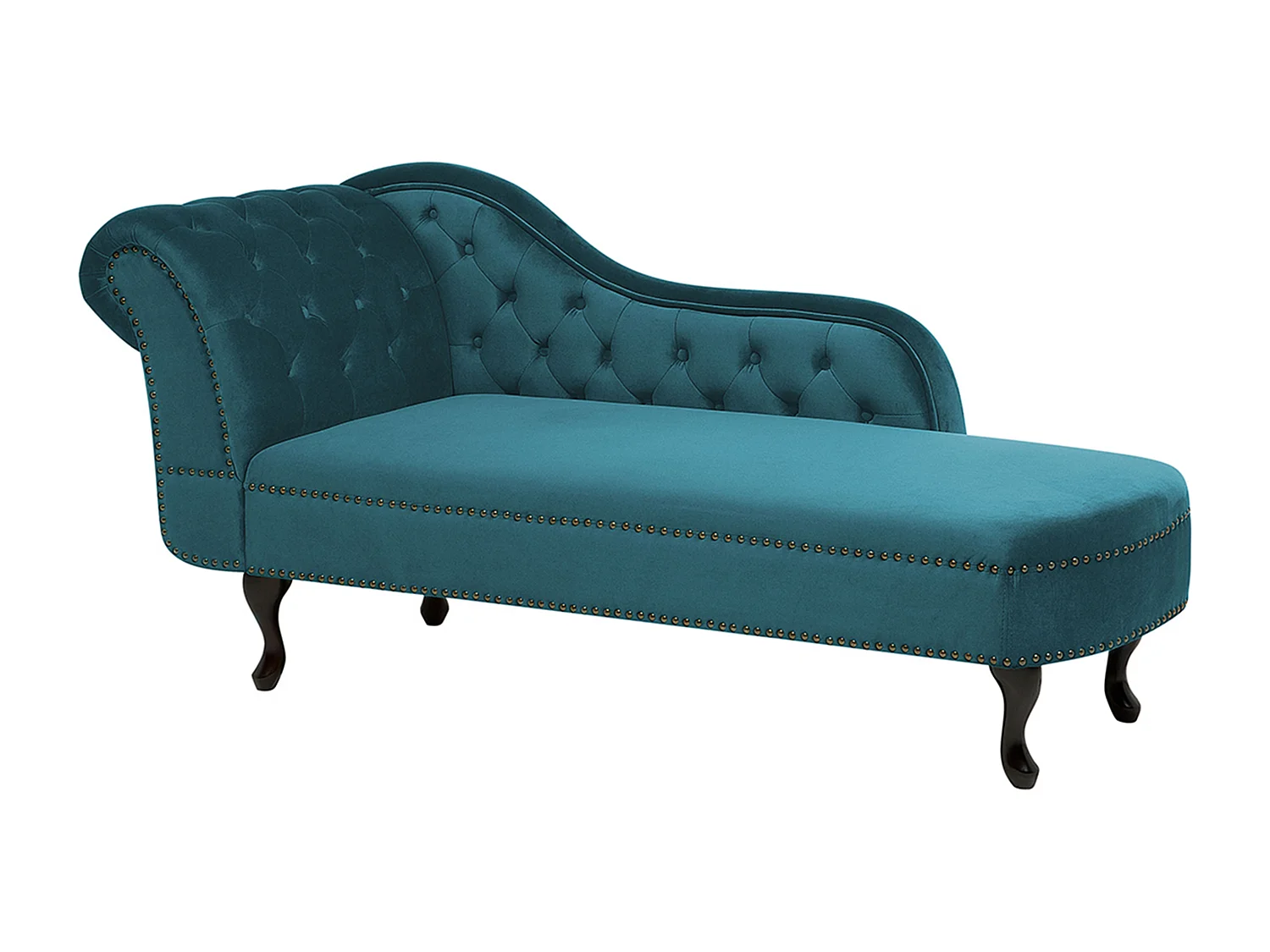 Chaise longue côté droite NIMES Velours Bleu paon