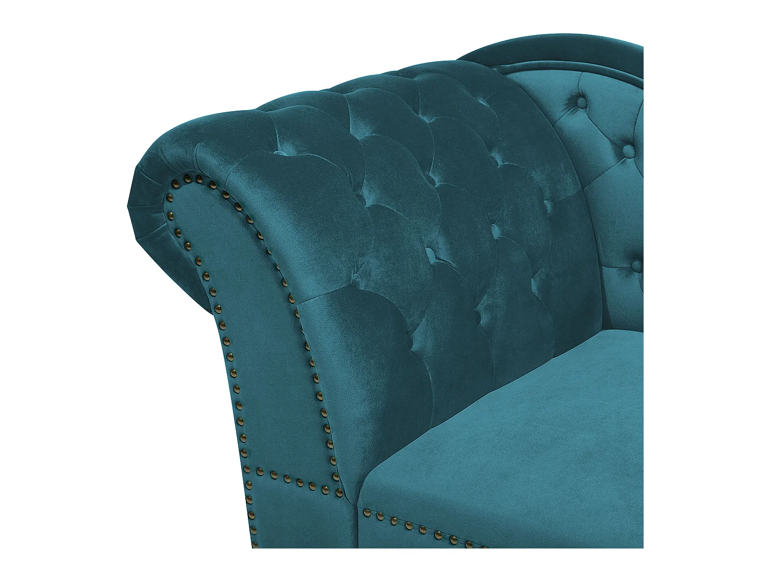 Chaise longue côté droite NIMES Velours Bleu paon