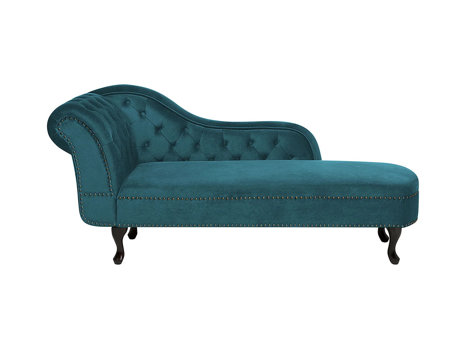 Chaise longue côté droite NIMES Velours Bleu paon