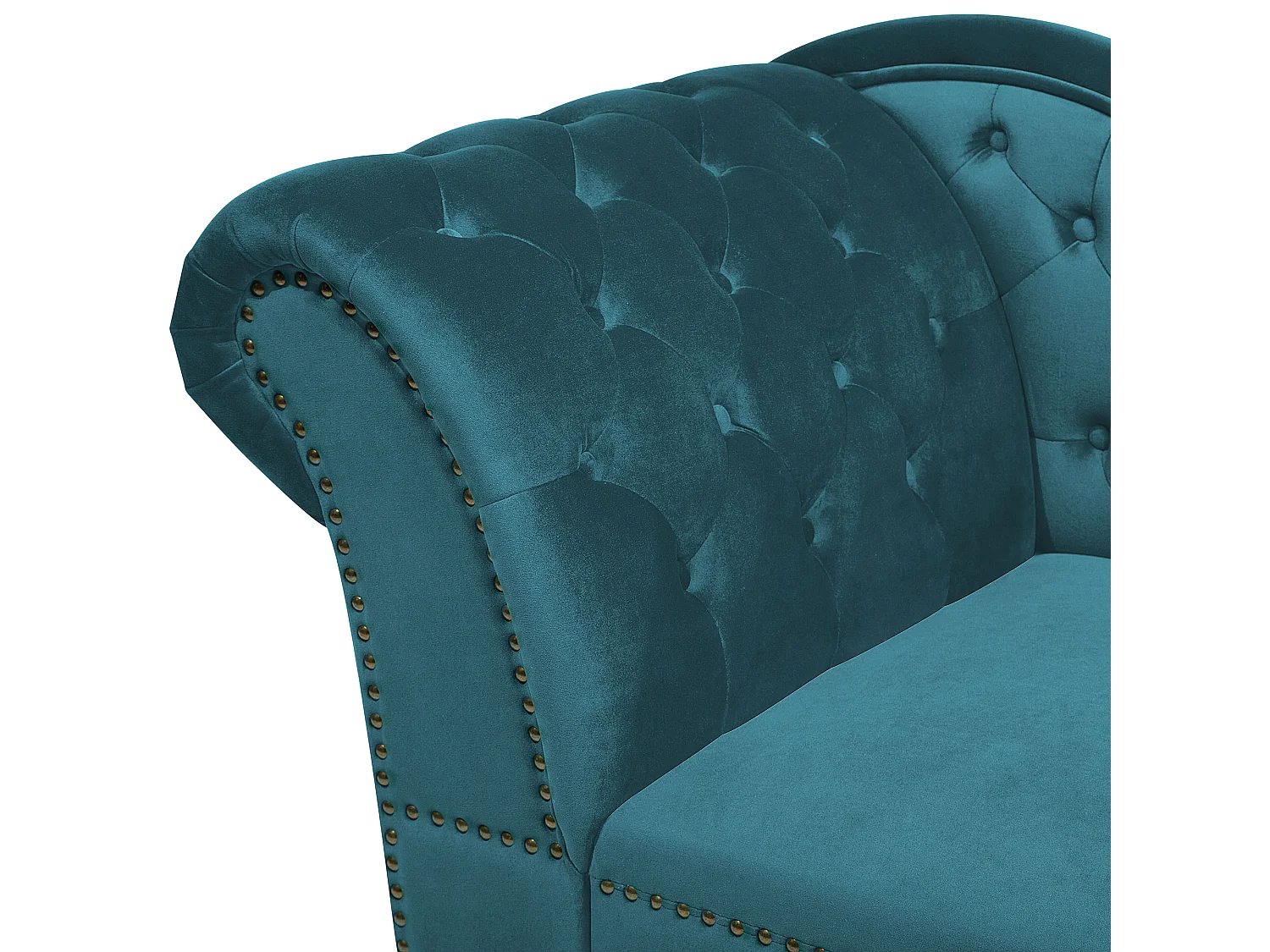 Chaise longue izquierdo NIMES Terciopelo Verde azulado